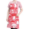 thumbnail image 5 of Red Mushroom Pattern Pink Pattern Apron-Garden Aprons for Women with Pockets-Cotton Linen Waterproof Kitchen Cooking Gardening Aprons Adjustable for Kitchen,Cooking,BBQ and Salon 33x27 Inch, 5 of 7