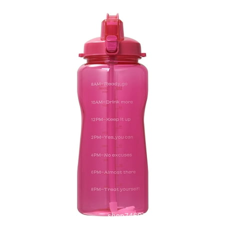 

Rose Red Water Bottle with 2-in-1 Lid (Straw lid/Chug Lid) 2200ML Large Capacity Water Jug BPA-free Gallon Water Bottle Leak-proof Water Jugs Water Bottle with Time marker for Gym Outdoor