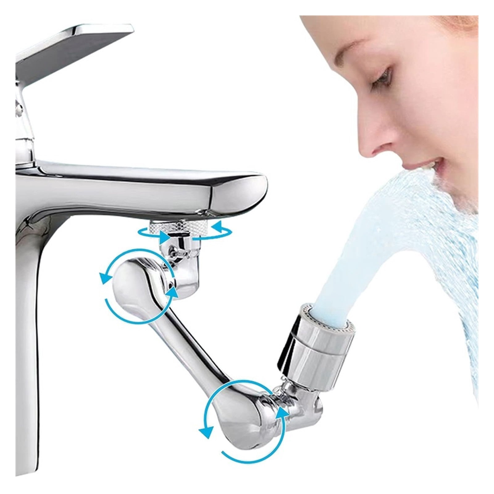 1080 Degree Universal Extension Faucet Washbasin Tap Splash Aerator Splash Filter Faucet Faucet Adaptor Rotary Robot Arm ,Water Saving