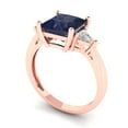 thumbnail image 2 of 2.32 ct Princess Cut Simulated Blue Sapphire 3 Stone 18K Rose Gold Womens Engagement Ring, 2 of 6
