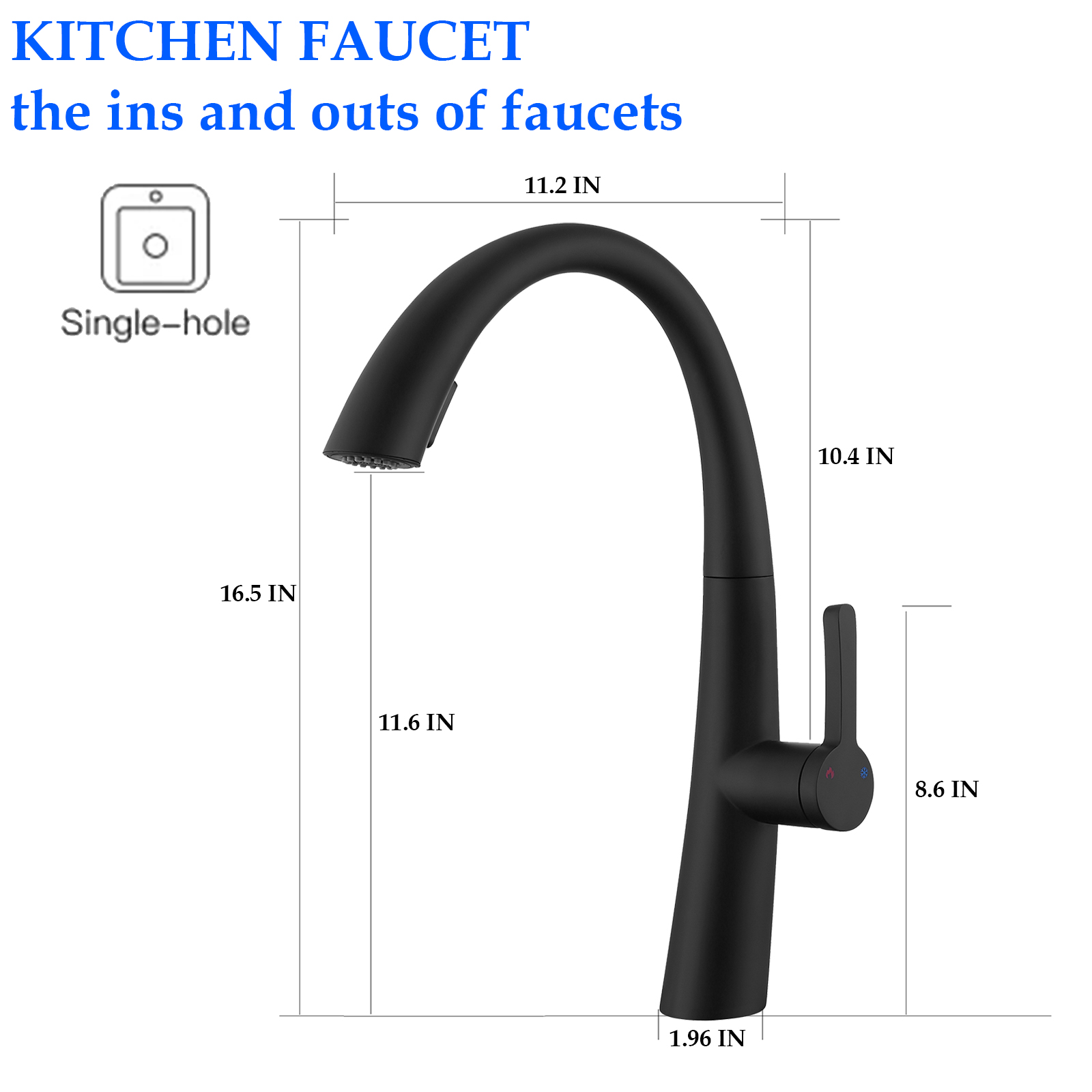 Izzovium Stainless Steel Pull Out Kitchen Faucet, Single Handle High-Arc Matte Black Faucet with 1.5GPM Flow, 360° Rotation & Dual Spray Modes, 27.56" Hose for Easy Cleaning