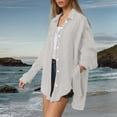 thumbnail image 4 of COMVALUE Button Down Shirts for Women 2026 Oversized Long Sleeve Collar Boyfriend Shirt Cotton Gauze Tops Dressy Casual Blouse (Grey, S), 4 of 8