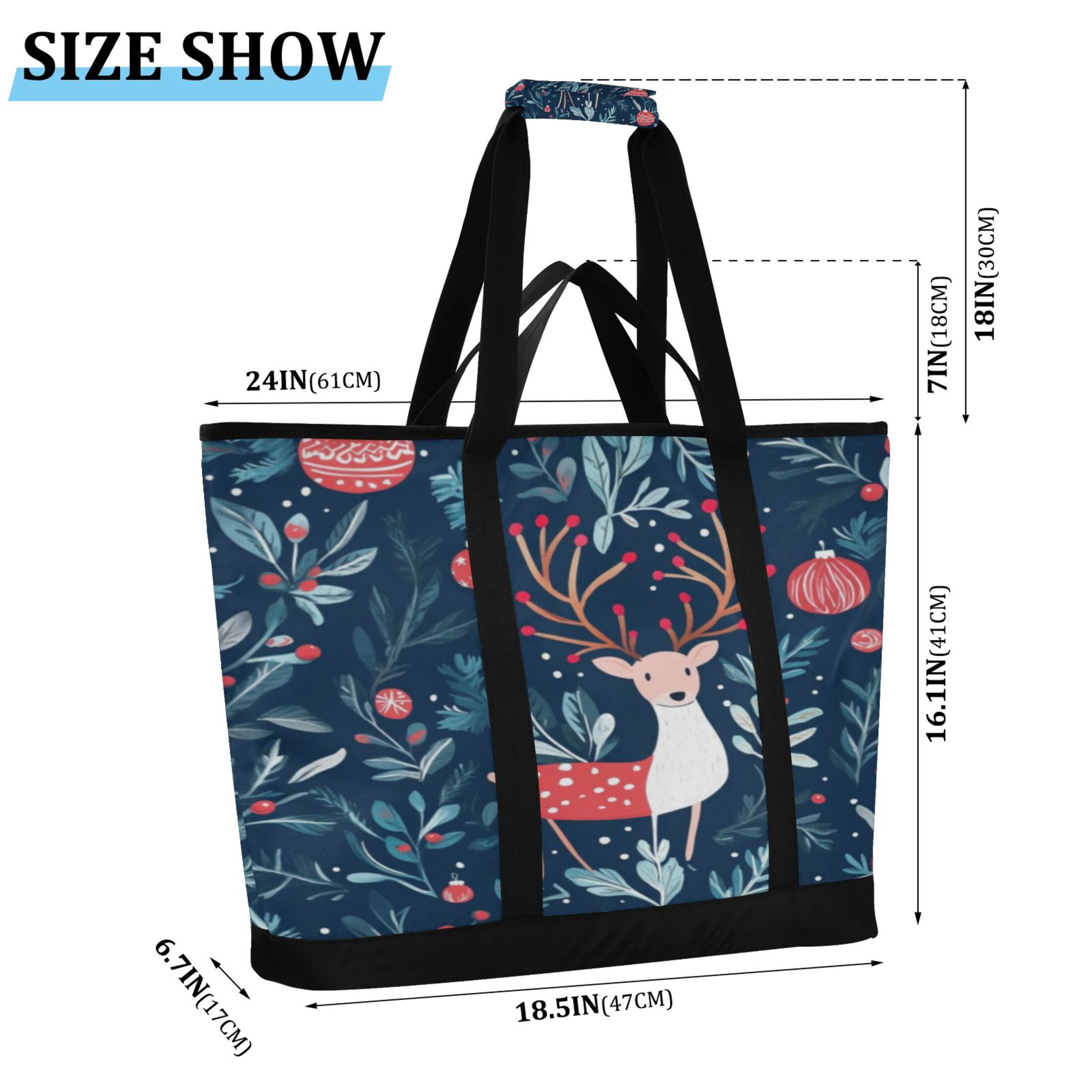 Large Hand-held Ice Pack Picnic Bag Insulation and Refrigeration Suitable for Shopping Picnics and Camping Christmas Deer Picture