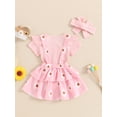 thumbnail image 3 of Suealasg Baby Girl Clothes 3 6 12 18 Months Short Sleeve Ribbed Romper + Suspender Skirt + Headband Set 3Pcs Newborn Summer Outfits, 3 of 6