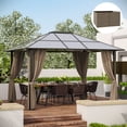 thumbnail image 2 of Outsunny 10' x 12' Universal Gazebo Sidewall Set with Panels, Hooks and C-Rings Included for Pergolas and Cabanas, Dark Brown, 2 of 5