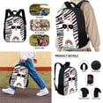 thumbnail image 2 of Xixirimido Alpaca Zebra Stripe Print Kids Backpack Set for Boys Girls School Bookbag Lunch Bag Pencil Bag 3 in 1 Set Teens Student School Daypack, 2 of 4