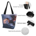 thumbnail image 5 of Uemuo Winter Fire Dragon Print Tote Bags for Women,Large Capacity Corduroy Bag,Reusable Grocery Shoulder Bag,Beach Tote with Zipper Closure, Daily Essentials, 5 of 7