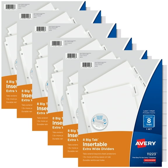Avery Big Tab Extra Wide Dividers, 8-Tabs, 6 Sets (21940)