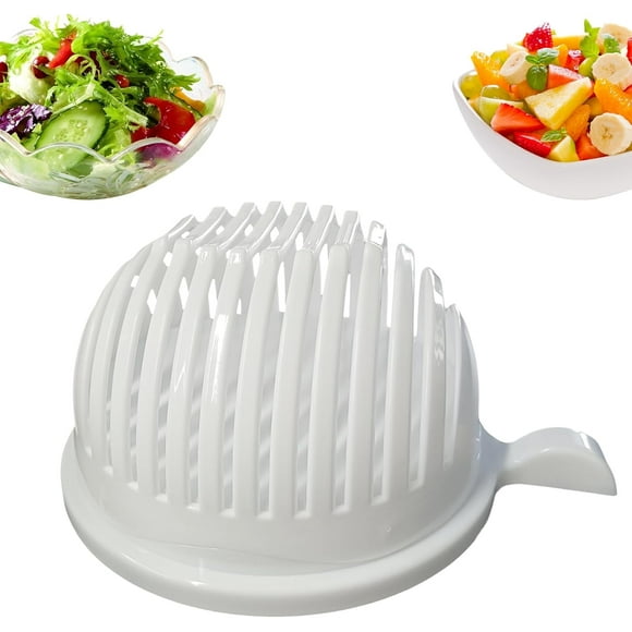 Salad Cutter Bowl, Veggie Choppers and Dicers, Salad Chopper Bowl and Cutter, Multi-Functional Fast Salad Cutter Bowl, Salad Cutter Bowl with Lid Fast Vegetable Cut Set (White)