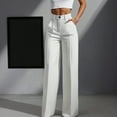 thumbnail image 3 of Business Casual Pants for Women Audhol Women's High Waisted Dress Pants Casual Straight Wide Leg Work Business Pants Casual Wide Leg Pants for Women White S, 3 of 6