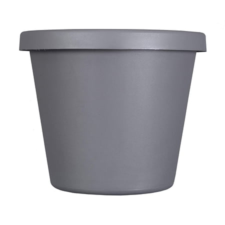 The HC Companies Indoor/Outdoor Round Plastic Classic Planter, Warm Gray, 8"