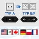 thumbnail image 2 of Paquete de 4 enchufes de viaje de EE. UU. a la UE Adaptador convertidor de enchufe de EE. UU. a enchufe de 2 pines Euro/Alemania América/Canadá/México para dispositivos con fuente de alimentación esta, 2 of 5