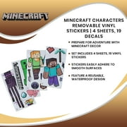 ملصقات فينيل قابلة للإزالة من Minecraft | 4 أوراق ، 19 ملصقات