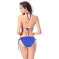 thumbnail image 5 of Womens Swimsuits Sexy Solid Color Lace Up Halter Push Up Brassiere With Thongs Brazilian Split Two Piece Bikini Sets For Women Swimwears Holiday Wear,Blue,S, 5 of 6
