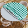 thumbnail image 3 of Sorfey Round Dining Table Cover Fitted Checkered Vinyl Table Cloth, Green 44” x 40”, 3 of 9
