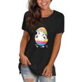 thumbnail image 2 of Moda mujer Casual Pascua camiseta impresa cuello redondo manga corta pulóver Tops blusa Fridja  bn6883, 2 of 8
