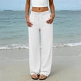 thumbnail image 2 of Womens Summer Palazzo Pants Wide Leg Loose Fit Flowy Beach Trousers Pleated Elastic Waist with Pockets for Travel,White,XXL, 2 of 8