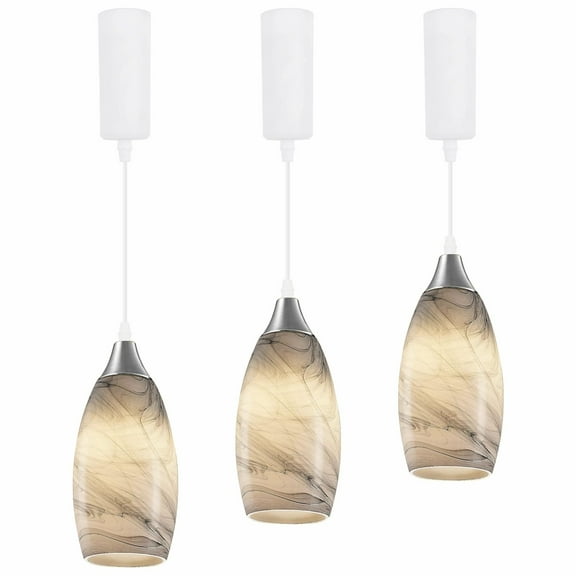 Kiven H-Type track lighting pendants Adjustable Height,Modern h track pendant lights with Grey Glass Lampsade,Decorative Track Lighting Fixture for Kitchen Island Hallway, 3-Light