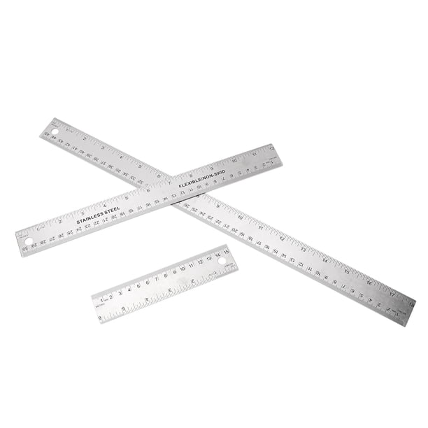 Reglas Traseras De Corcho, Reglas De Metal Con Respaldo De Corcho Con Orificio Para Colgar, 3 Piezas, Suavemente Antideslizantes Para Escuelas Para Oficinas