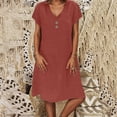 thumbnail image 4 of Tshirt Dress Women Summer Plus Size Short Sleeve V Neck Lightweight Casual Mini Dresses T Shirt Dresses for Women, 4 of 8