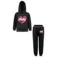 thumbnail image 3 of TiaoBug Kids Girls Hoodies Tracksuit Long Sleeve Sweatshirts with Jogger Sweatpants Set Black-C 5-6, 3 of 7