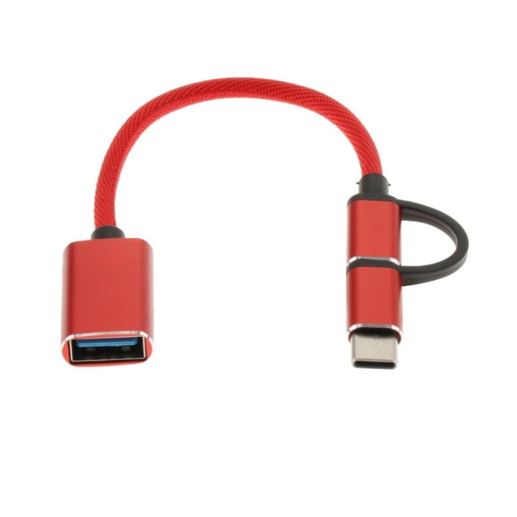 Cable USB tipo C 2 en 1 con adaptador OTG para cargador de teléfono móvil Samsung. rojo