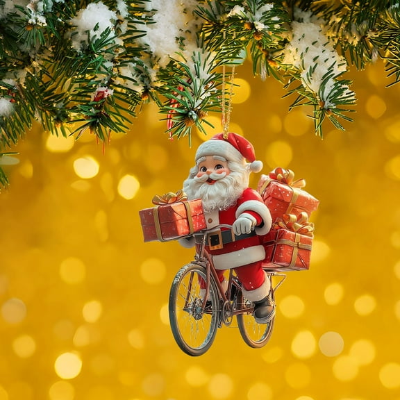 Taicans Santa Claus on Bike with Gifts Christmas Tree Ornament 3.1in Holiday Decorations for Xmas Tree Festive Home Decor‌