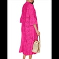 thumbnail image 3 of Vestido Bohemio con Cuello en V, Mangas Acampanadas y Bordado de Encaje para Mujer (2025) Rosa Roja L, 3 of 9