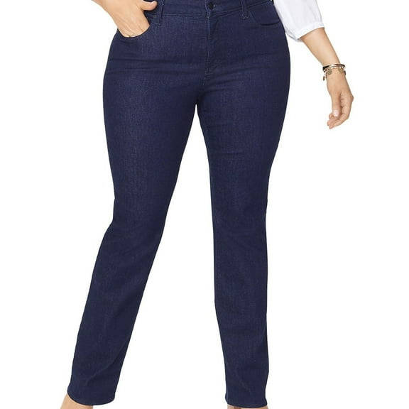 NYDJ Womens Marilyn Straight Leg Jeans, Blue, Plus Size, 18W
