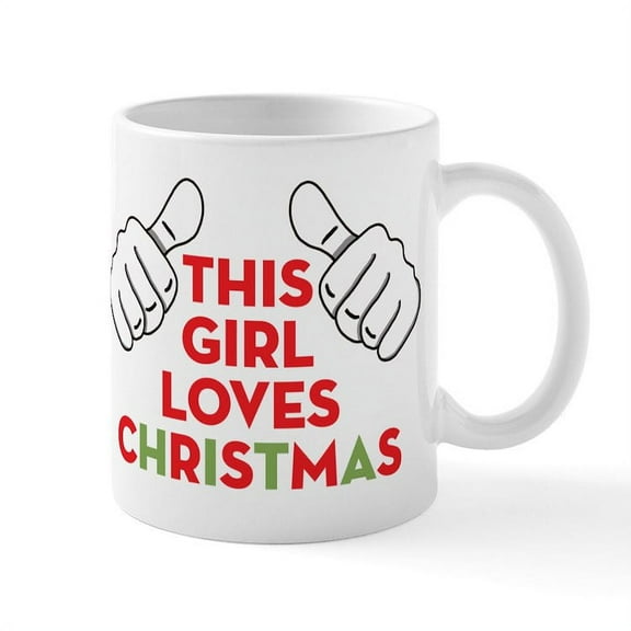 CafePress - This Girl Loves Christmas - 11 oz Ceramic Mug - Novelty Coffee Tea Cup