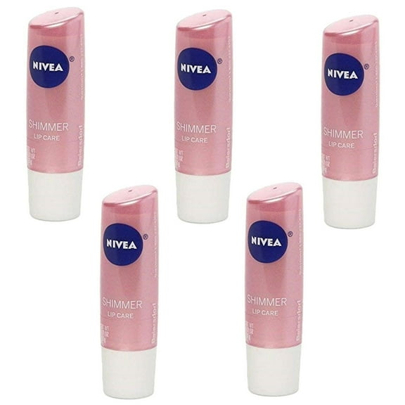 (5 Pack) Nivea Shimmer Radiant Lip Care Balm Moisture Treatment Chap Stick 0.17 Ounces