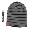 thumbnail image 1 of Música inalámbrica del sombrero de punto de Bluetooth de la raya gris negra con cabezas de auriculares estéreo, 1 of 8