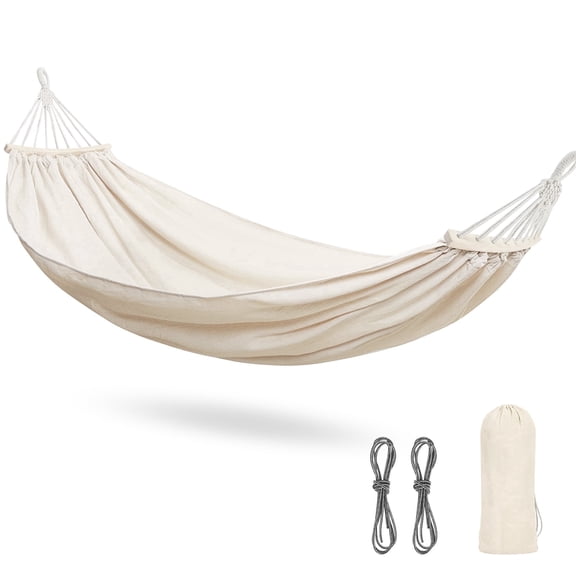 KOMCLUB Portable Canvas Double Large Hammock 2 Person Extra Large 74.8 x 59.06 inch Load 660lb Canvas Cotton Hammock for Porch Garden Backyard Lounging Outdoor