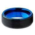 thumbnail image 2 of Silly Kings Jewelry 8mm Black Brushed Tungsten Carbide Wedding Band Blue Inlay Stepped Edge Mens Ring 10 (10), 2 of 3