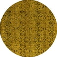thumbnail image 1 of Ahgly Company Machine Washable Indoor Round Abstract Yellow Modern Area Rugs, 8' Round, 1 of 4