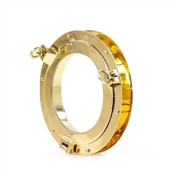 Nauticalmart Authentic Brass Nautical Heavy Duty Porthole Window with Adjustable Flange | Porthole Windows for Doors at Kitchens & Homes | Nautical Home Decor Accent (12 Inches, Aluminum)