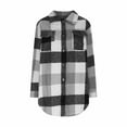 thumbnail image 3 of Elabch Plaid Flannel Shirts for Women Casual Lapel Button Down Long Plaid Shirt Coat Tartan Shacket Jacket Gray S, 3 of 6