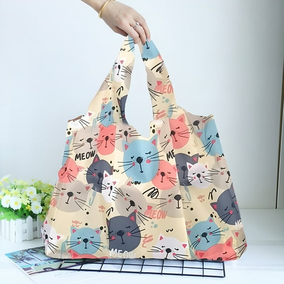 GASTROPOD Reusable Large Capacity Shopping Bags Foldable – Waterproof Nylon Grocery Tote with Handle Design, Hidden Pocket, Heavy Duty & Machine Washable, 22x16 Inches, 7 Type of Colors