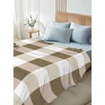 thumbnail image 5 of Brown Plaid Flat Sheets Only California King Size, Soft Breathable Bed Top Sheets for Mattress, Spring Summer Farmhouse Buffalo Checkered Bedding Flat Sheets for Home Hotel Bedroom Bed Protection, 5 of 9
