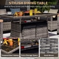 thumbnail image 4 of MEISSALIVVE 6 Pieces Patio Furniture Set with Dining Table, Outdoor Wicker Conversation Set with Fixed Chairs, Wood Armrest, 2 Ottomans, Black, 4 of 10