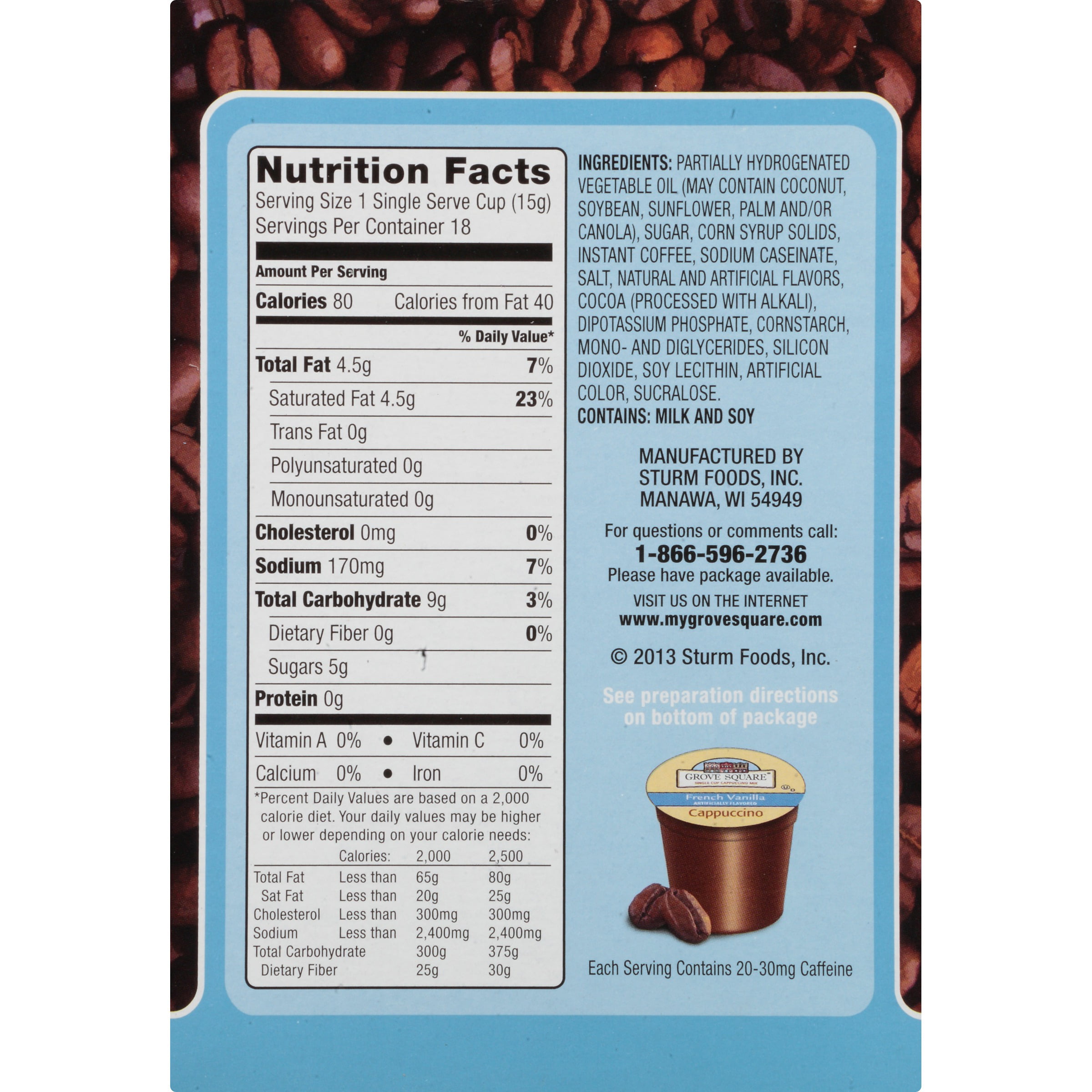 Grove Square Caramel Cappuccino K Cups Nutrition | Blog Dandk