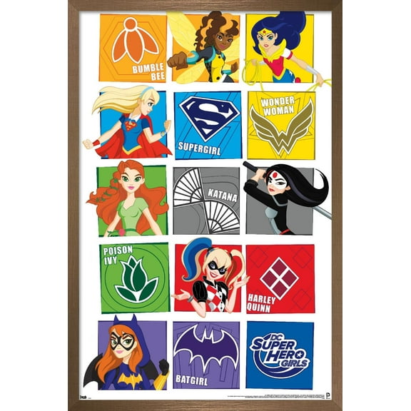 DC Comics TV - DC Superhero Girls - Grid Wall Poster, 22.375" x 34", Framed