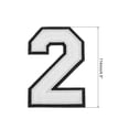 thumbnail image 2 of Parches de Chenille Uxcell Número 2 Altura 4-1/2" Purpurina Negra para Gorra 3Pcs Blanco, 2 of 7