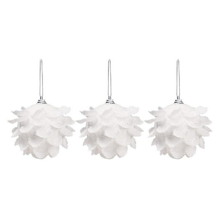 

3PCS Christmas Tree Petal Foam Ball Decoration Pendant - White Flashing Petal Christmas Ball Hanging Home Furnishing Pendant