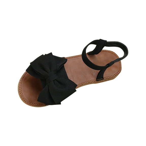 Sandals for Women Bow Knot Flat Shoes Summer Open Toe Bohemia Comfortable Casual Bowknot Dressy Beach Flats Sandal Black Women Sandal