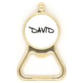 thumbnail image 1 of Special Handwriting English Name DAVID Beer Bottle Cap Opener Stainless Steel Key Chain, 1 of 3