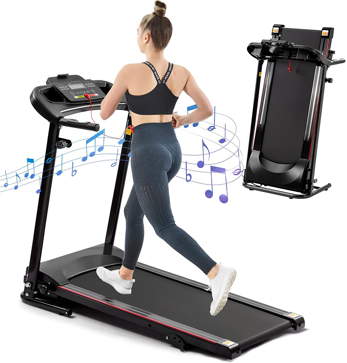Aceshin Folding Portable Electric Treadmill Low Noise Running Machine with Smartphone APP Control for Home Gym Exercise 