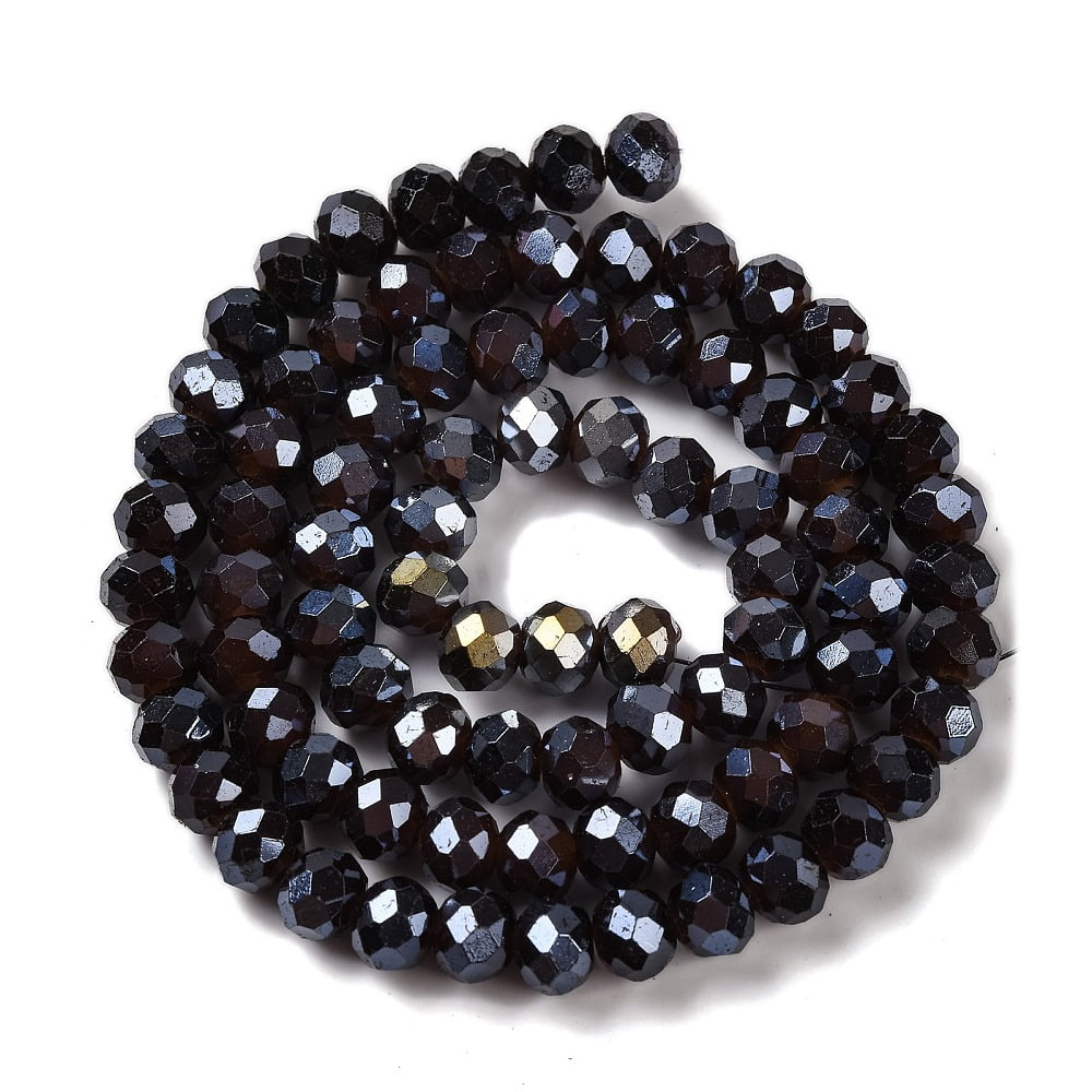 10Strand Baking Electroplate Glass Beads Strands AB Color Faceted Round Black 10x8mm Hole: 1mm about 63~65pcs/strand 18.90''(48~50cm)