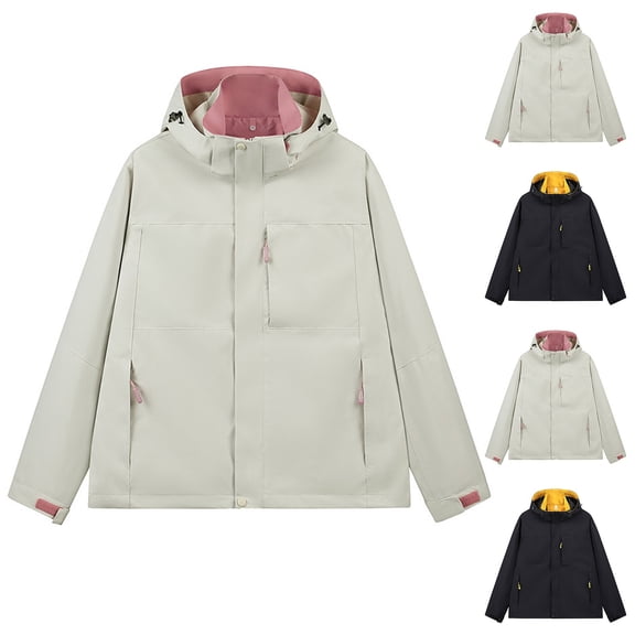 Swuxness Women's Hooded Jacket, Women Long Sleeve Coat, Women's Lightweight Solid Color Outdoor Sports Casual Breathable Zipper Jacket for Ladies White, XXL