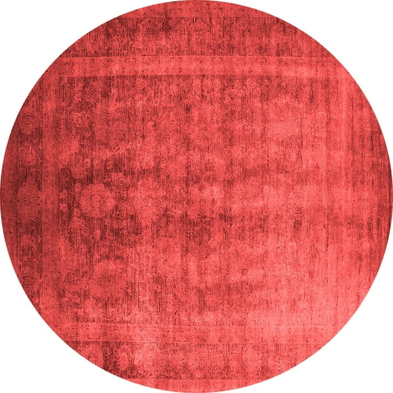 Ahgly Company Indoor Round Oriental Red Industrial Area Rugs, 4' Round